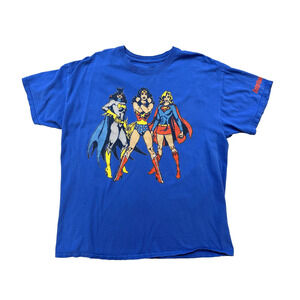 DC Comics Shirt Mens XL Wonder Woman Batgirl Supergirl Royal Blue Graphic Tee